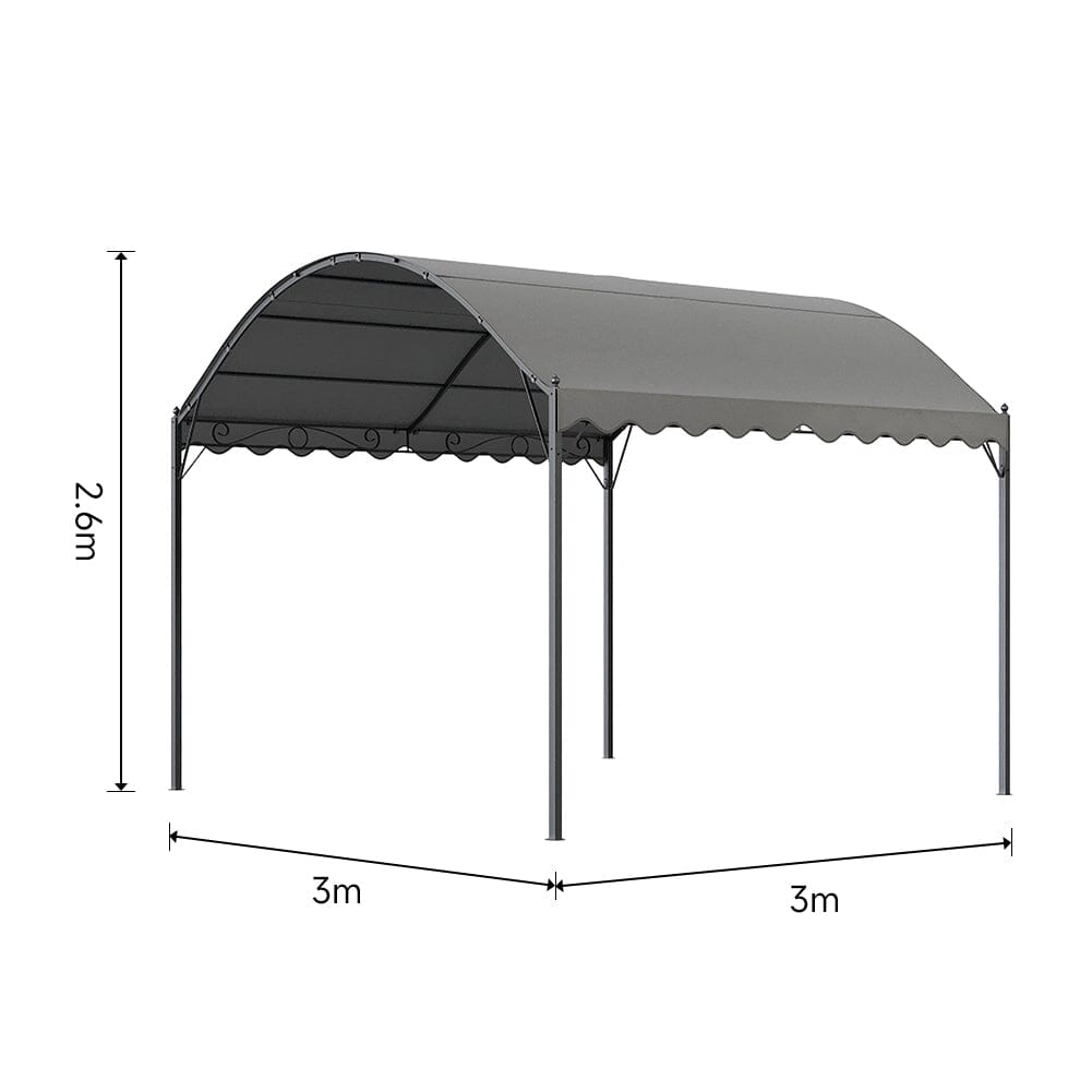 102x118 inch Dark Grey Outdoor Metal Arched Pergola with Shade