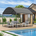 102x118 inch Dark Grey Outdoor Metal Arched Pergola with Shade