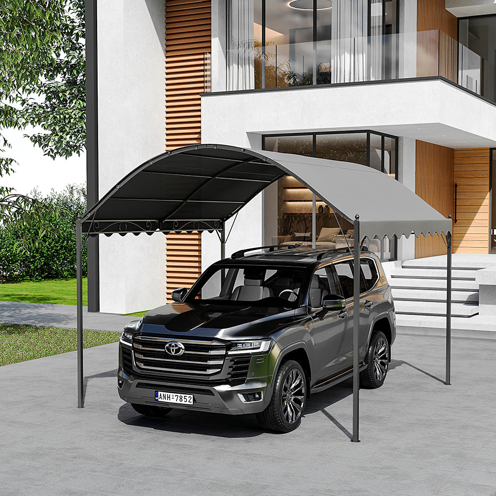 102x118 inch Dark Grey Outdoor Metal Arched Pergola with Shade