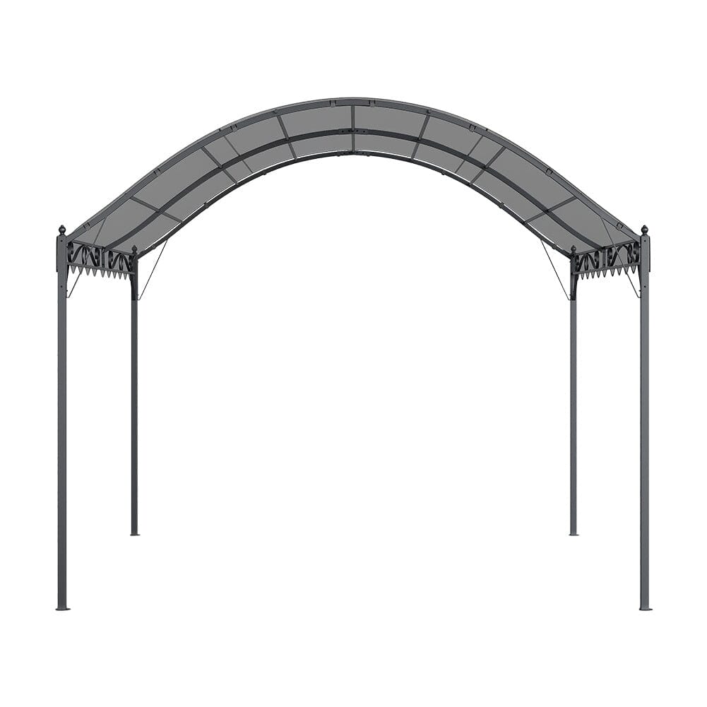 102x118 inch Dark Grey Outdoor Metal Arched Pergola with Shade