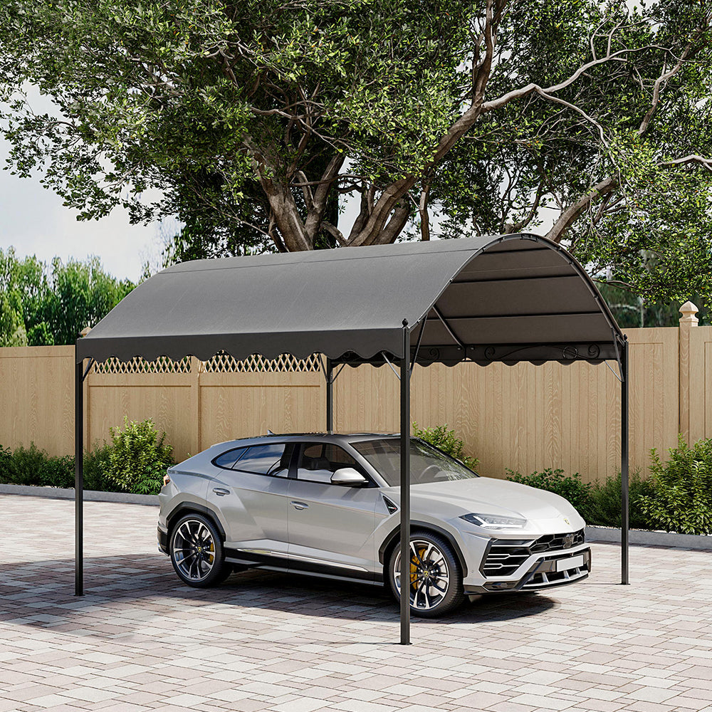 102x118 inch Dark Grey Outdoor Metal Arched Pergola with Shade