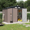 OC Orange-Casual 8' x 6' FT Outdoor Storage Shed, Metal Garden Tool Shed with Lockable Door, Outside Sheds & Storage Galvanized Steel, Brown - Walmart.com