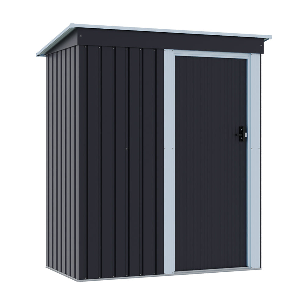 5x3ft Charcoal Black Outdoor Metal Storage Shed with Lockable Door