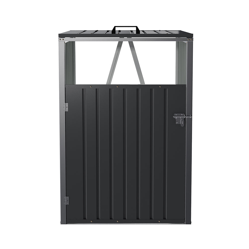 3x3ft Charcoal Black Outdoor Galvanized steel Garbage Can Storage Shed